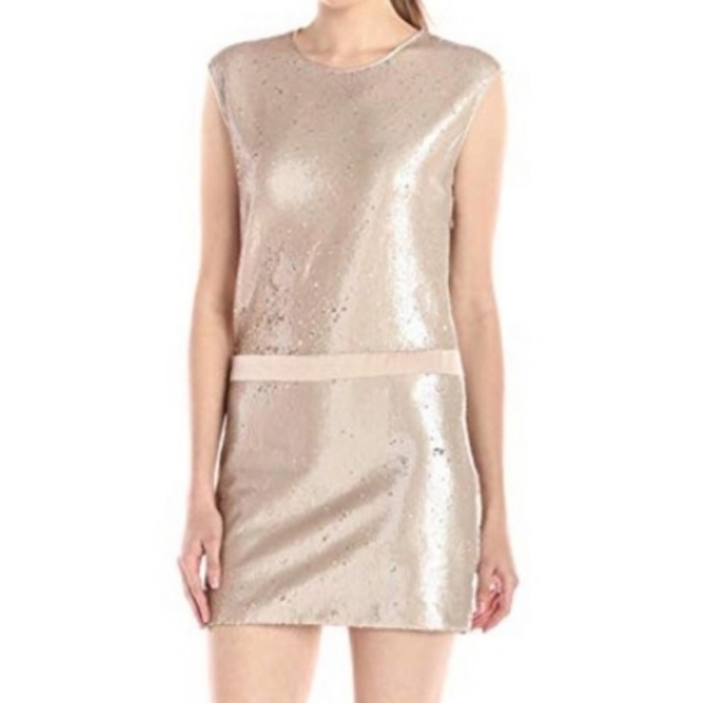 Halston Heritage rose gold shift dress size 4